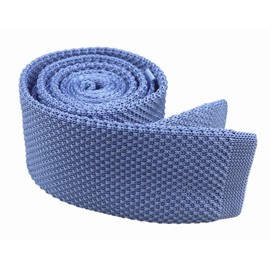 Elfeves - Corbata de punto de color liso para hombre, estilo formal, con punta plana, Azul-cielo, Talla única