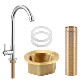 Tap Extended Kit - 150 × 31.5 mm Extension Threaded Pipe, Cold Water Tap Fittings Nipple Lock Nut, Brass Fitting Extension for Mounting Fittings