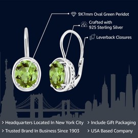 Gem Stone King 3.6 Cttw Aretes de Plata de Ley 925 Peridoto Verde Natural
