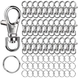 LEOBRO 60PCS Metal Swivel Snap Hooks and Key Rings, 30PCS Small Lobster Claw Keychains Clasps and 30PCS Key Chain Ring for Keychain Clip, Key, Jewelry Making, Art Crafts, Silver