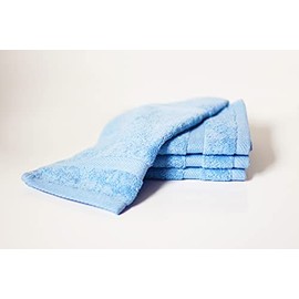 Bentley Priory Luxor Spa Towel 4 Pack of Face Flannels made from Absorbent 600 GSM Combed Cotton Multi Packs of Wash Cloths (COBALT BLUE)