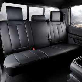 Coverland Custom Car Seat Covers Compatible with 2024-2025 Honda Ridgeline Crew Cab Bucket Front Seat - Premium Leather Non-Slip Memory Foam Waterproof Cover Custom Interior Protector [Rear-Black]