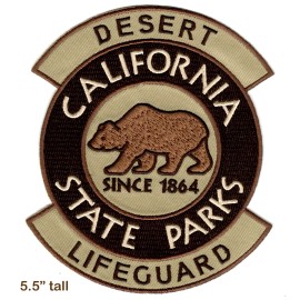 California State Parks DESERT Lifeguard Patch - HOOK & LOOP - large size