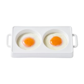 Ceramic Microwave Egg Cooker, BPA-Free 2-Cavity Egg Poacher