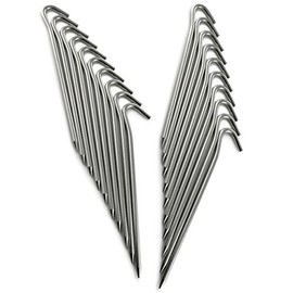 Set of 20 tent pegs made of lightweight aluminium bent and with a tip at the bottom, tent pegs (ground nails/ground anchors), length 185 mm, colour: silver, brand Ganzoo