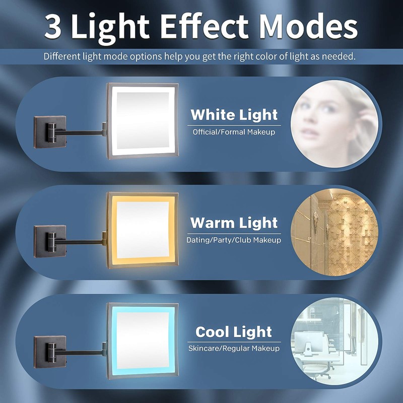 DOWRY LED Lighted 5X Magnifying Makeup Mirror with Plug,8Inch, Polished