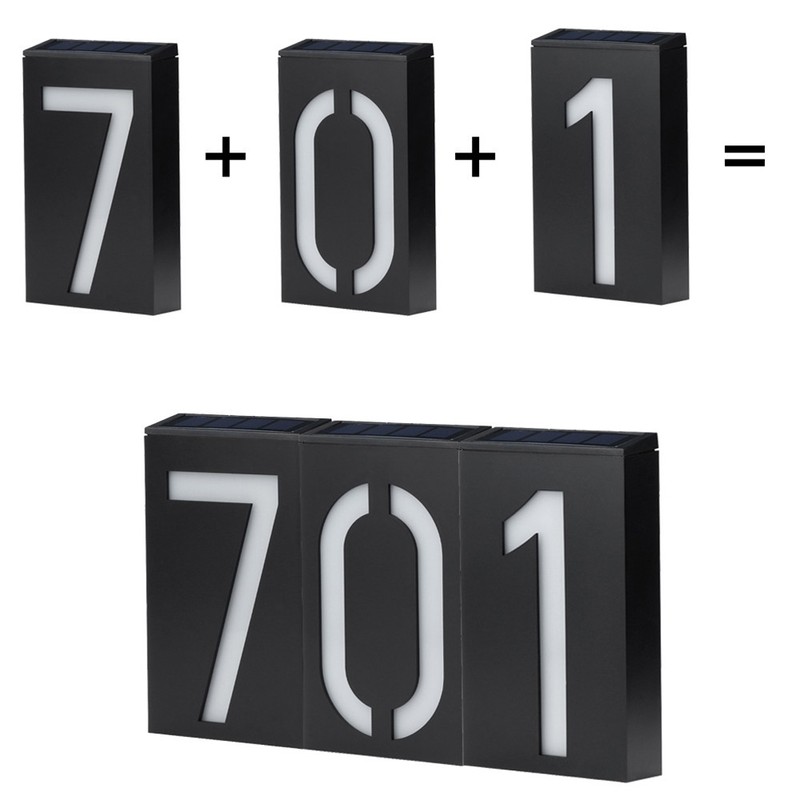 Solar Power LED Light Sign House Hotel Door Address Plaque