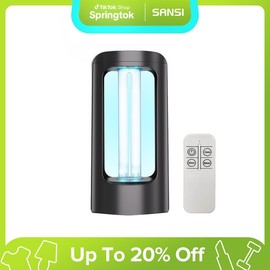 SANSI 18/27/42W UV Sterilization Lamp, 99.99% Sterilization Rate, Eliminate Dust Mites & Bed Bugs, Ozone-Free with Remote Control Timer, 254nm UVC Light for Bedrooms & Bathrooms - Power: 27W