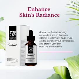 5th & Glow Glowic Anti-Aging Serum for Women – Antioxidant Serum for Face - Contains Hyaluronic Acid and Vitamin C – Reduces the Appearance of Dark Spots, Fine Lines, and Wrinkles, 1 oz