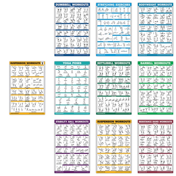 Palace Learning 10 Pack - Exercise Workout Poster Set -
