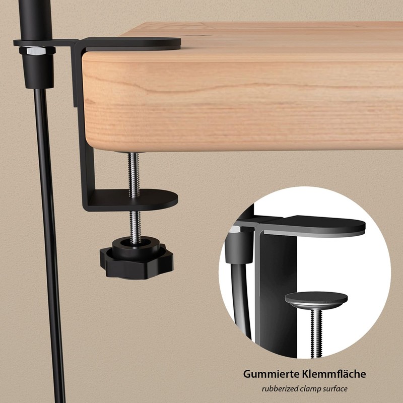 ledscom.de LELE E27 Clamp Light with Gooseneck Black Including E27