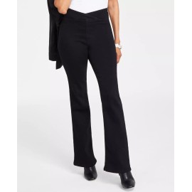 INC International Concepts I.n.c.  Women's High Rise Asymmetrical Waist Pull-on Jeans, Deep Black Sz 12