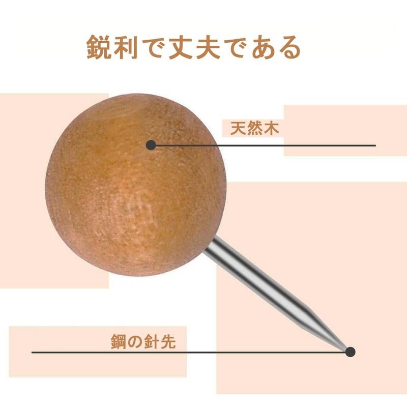 YOUOWO 100 Wooden Thumb Tacks Round Head Push Pins Map