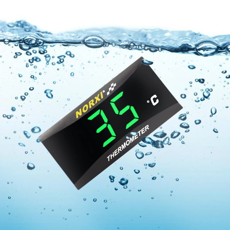 NORXI Motorcycle Water Thermometer Digital Waterproof High Temperature Warning Function