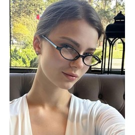 SUNBSR Retro Oval Glasses for Women 90s Small Face Anti blue light Glasses Nerd Fake Eyeglasses Y2K Eyewear (Black +Tortoise)