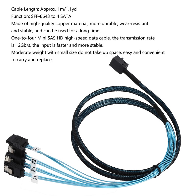 Mini SAS HD 12GB SFF‑8643 to 4 SATA LSI Adapter