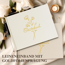 Lanpn Guest Book Wedding, Guest Book Birthday Wedding Album Wedding Guest Book Blank Wedding Book Guest Books Linen Guest Book for Anniversaries Birthdays Baby Shower Christening (108 Pages, Cream)