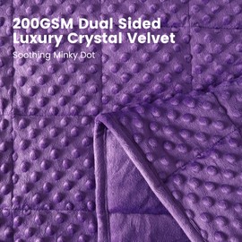 Wemore Minky Dot Weighted Blanket for Adults King Size 15 lbs, Soft Cozy Heavy Blanket for Bed and Couch, Breathable Blanket for All-Season with Glass Beads, Purple 80 x 87 inches