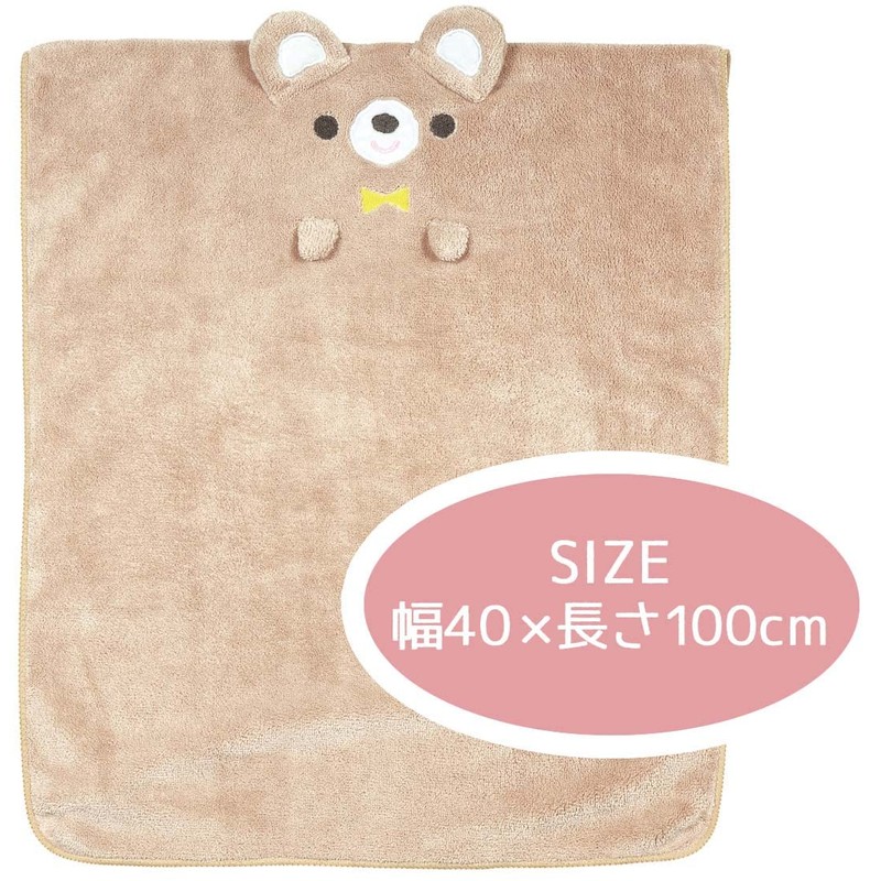 Skater TOH1-A Water Absorbent, Quick Drying, Hair Drying Towel, Bear,