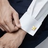 A-Z Initial Cufflink for Men, Classic 18k Gold Silver Black