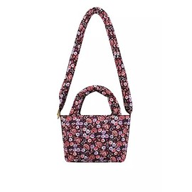 Cath Kidston London Womens Recycled Polyester Rose Mini Puffer Trip Multiway Grab Crossbody Shoulder Tote Bag Black