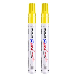 Yellow Permanent Paint Pens Paint Markers - 2 Pack Oil Based Markers, Quick Drying and Waterproof Marker Pen, Car Tire, Metal, Rock Painting, Wood, Ceramic, Plastic, Canvas, Mugs, Medium Tip