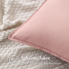 MIULEE Pack of 2 Light Pink Linen Pillow Covers 24x24 Inch Decorative Couch Throw Pillow Covers Cushion Covers Modern Farmhouse Eruo Sham Home Decor for Sofa Living Room Bed