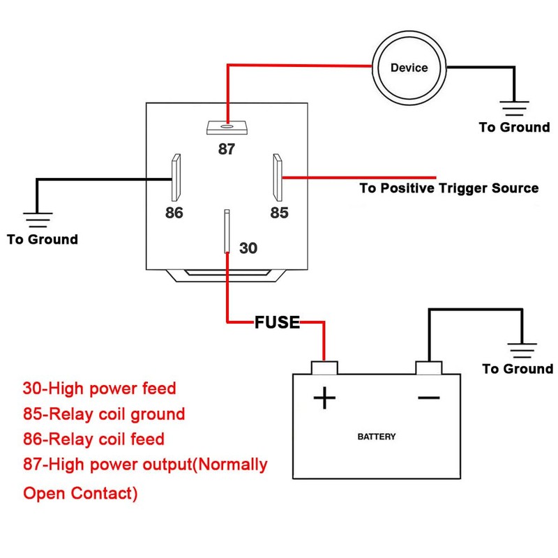 Aiqeer 4 Pin Car Relay, 24V 40A SPST Automotive Relay