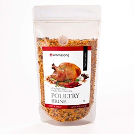 Aromasong Turkey Brine, Hot & Spicy, For Wet & Dry Brining, 2 Lb. 100% Natural, Gourmet Sea Salt Poultry Seasoning, for Roasting, Grilling, & Smoking for Brisket, Chicken, Pork & Beef.