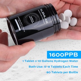 XLEMLAB Hydrogen Bath Bombs Tablets,H2 Tablets with Magnesium for Muscle Recovery, H2 Water for Body Soak, Molecular Hydrogen Nano Bubbles for Athletes,Gift for Men, 80 Count 15 Uses