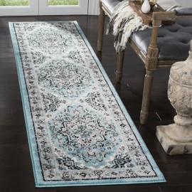 SAFAVIEH Skyler Collection 2' x 10' Blue/Ivory SKY126M Boho Chic Distressed Medallion Non-Shedding Living Room Entryway Foyer Hallway Bedroom Runner Rug