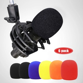 6 Packs Mic Pop Filter for Handheld Mics,Windscreen Foam Cover for Ball-Type Microphone Reduce Plosive Wind Noises with Different Color by YOUSHARES