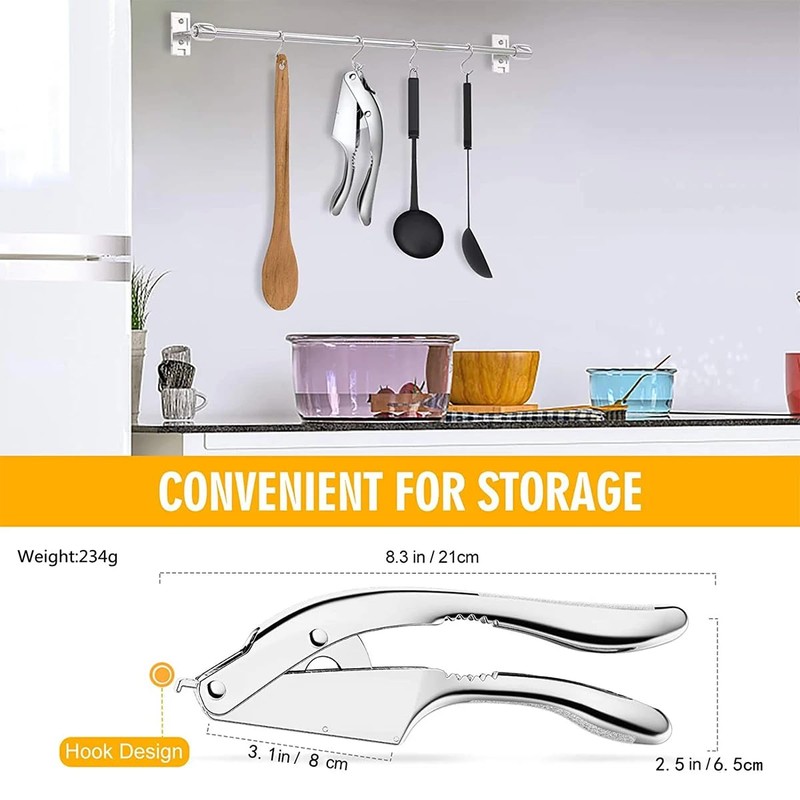 2 in 1 Garlic Press Slicer Stainless Steel Peeler Squeezer