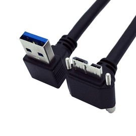 chenyang USB 3.0 to Micro USB 3.0 90 Degree Down Angled with Locking Screw Panel Cable 25cm