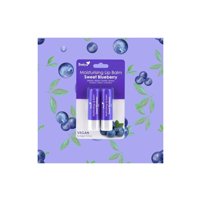 Pretty Moisturising Lip Balm – Sweet Blueberry (Pack of 2)