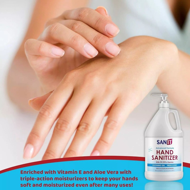 Sanit Moisturizing Hand Sanitizer Gel, 1 Gallon with Pump &