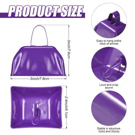 Yeshone 48 Pcs Metal Cowbells Loud Cow Bell with Handles Cow Bells Noise Makers Small Wedding Bells Hand Percussion Cowbells for Sporting Football Events Team Cheering(Purple)