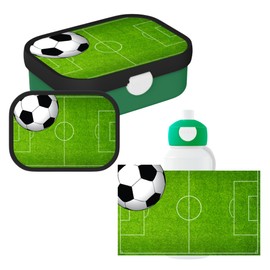 Mepal - Campus Football Lunch Set - Set for Children with Pop-up Water Bottle & Lunch Box - Lunch Set for School or on the Go - Dishwasher Safe & BPA Free - 400 ml + 750 ml - Football - Football Field