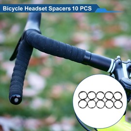 HEROFFIX Bicycle Headset Spacers 10mm Bike Handlebar Stem Spacers 28.6mm 1-1/8" Black Aluminum Alloy 10 Pcs