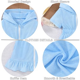 MINIFEIKO 2T Toddler Girls Swim Cover Up Swimsuit Hooded Coverup Zip Up 2-3T Blue