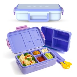 ovve Kids Bento Box & Cutlery Set - Leakproof Lunch Box for Kids with Interchangeable Inserts, BPA-Free, Dishwasher & Microwave Safe - Compact Lunch Containers for School & Preschool (Purple)
