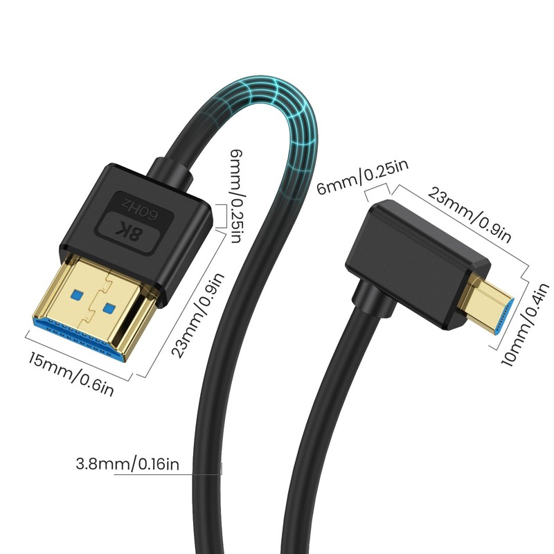 Maxhood Ultra Thin Short Micro HDMI to HDMI Cable 0.3M,