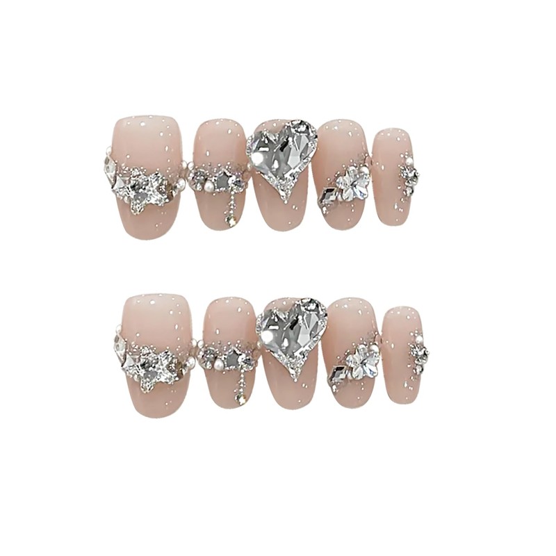 BIBII Nails Handmade Nail Tip, 3D Nails, Medium Long, Floral