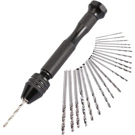 SAHENITEANA Pin Vise Hand Drill Bits Set, 20pcs Mini Twist Drill Bits Set (0.3-1.6mm), Precision Hand Drill Bits Rotary Tools Set of 11, for Metal Wood, Manual Work Jewelry, Assembling, Model Making