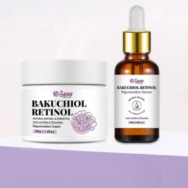 Bakuchiol Retinol Serum Y Crema Facial Antiarrugas. Set De 2