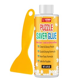 LUXFINISH Puzzle Glue Kit with Spreader - Quick-Drying, Bubble-Free Adhesive for Puzzles up to 2000 Pieces. Crystal Clear, Non-Toxic & Acid-Free Puzzle Saver for Adults and Kids (130ml/4.4oz)