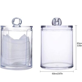 Happyupcity 2 in 1 Clear Acrylic Cotton Swab Makeup Organizer with Lid Cosmetic Container Bathroom Storage Dispenser for Cotton Pads, Cotton Swabs, Q Tips