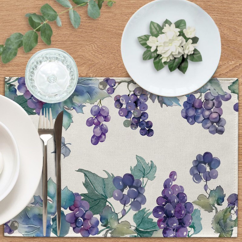 Watercolor Grapes Placemats Set of 4