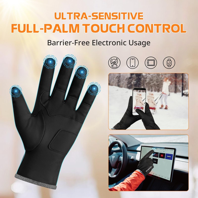 ATERCEL Winter Gloves Men Women Touch Screen Cold Weather Gloves
