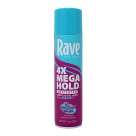 Rave 4X Mega Aerosol Hairspray, Unscented 11 oz (Pack of 7)